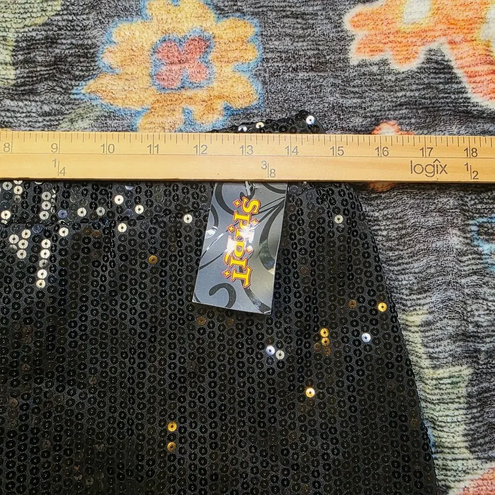 New Spirit Halloween Black Sequin Shorts XL High Rise Sparkle Party Glam Costume